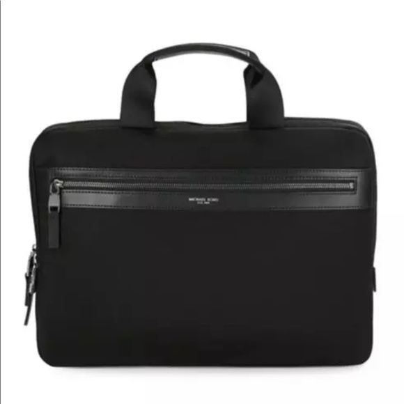 Michael Kors Kent Logo Accent Slim Briefcase Black - Picture 1 of 7